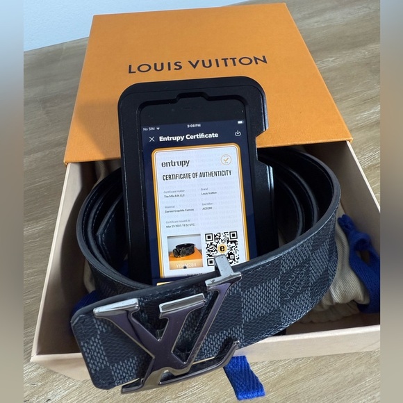 Louis Vuitton Mens Belt black/gray  Damier Azur - Picture 3 of 6